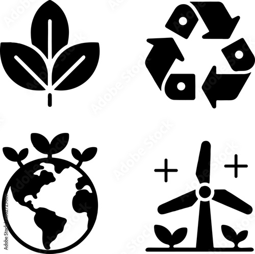 ecology icons set