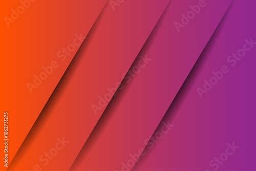 Abstract orange to purple gradient background with diagonal layered stripes, modern minimal design template