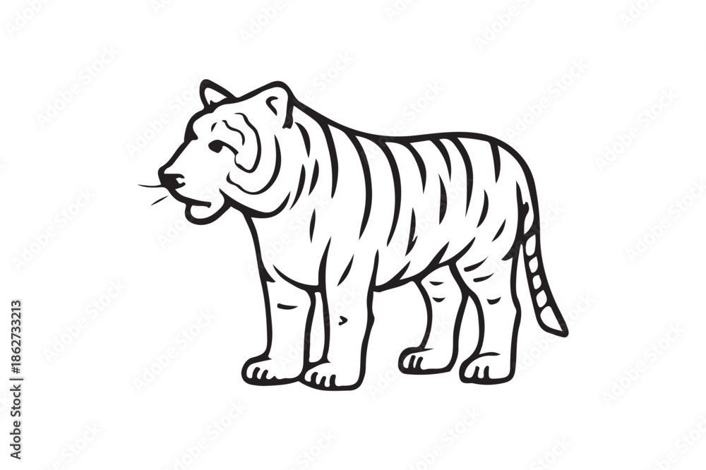 Fototapeta premium Tiger icon silhouette on white background.