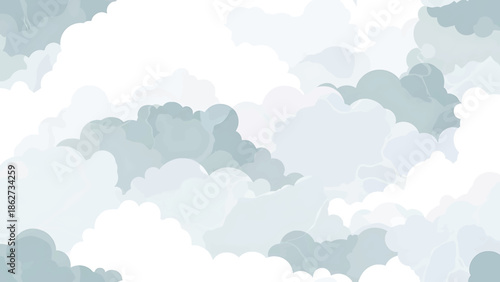 A serene watercolor depiction of a cloudy sky. Soft hues of blue and white blend, creating a tranquil and airy ambiance. It evokes feelings of peace