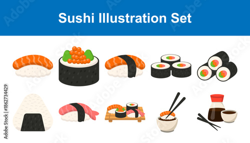 Sushi Food Illustration Set
