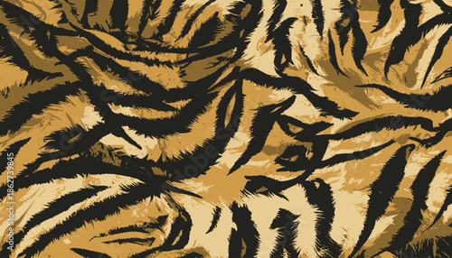Artistic depiction of a textured animal fur pattern featuring dark and light brown stripes and splotches