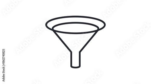 Simple outline illustration of a common kitchen funnel on a white background