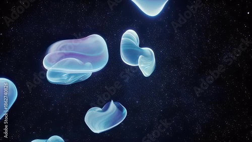 Abstract Blue Liquid Shapes on Dark Background.