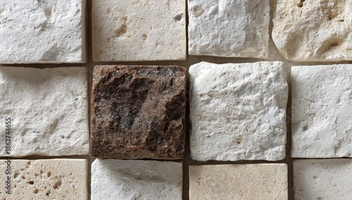 Patterned stone mosaic tiles