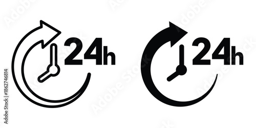 24 Hrs icons multiple style collection. icon in vector. Logotype