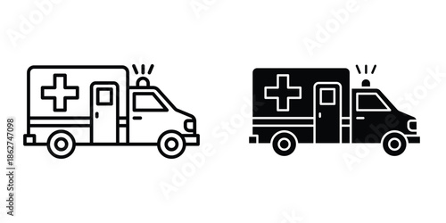 Ambulance icons multiple style collection. icon in vector. Logotype