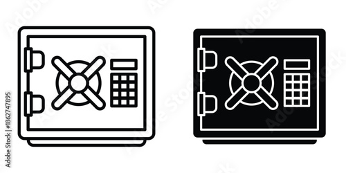 Bank vault icons multiple style collection. icon in vector. Logotype