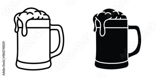 Beer mug icons multiple style collection. icon in vector. Logotype