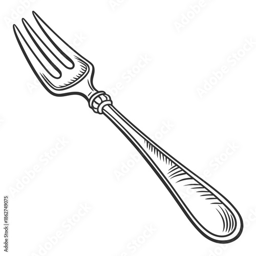Polished Stainless Steel Fork for Dining Isolated