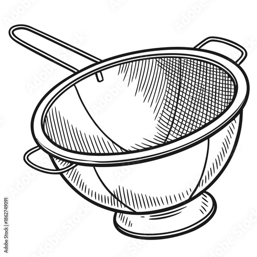 Kitchen Strainer Bowl Stainless Steel Isolated