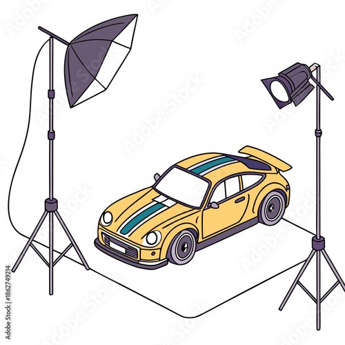 Miniature Toy Car Studio Lighting White Background