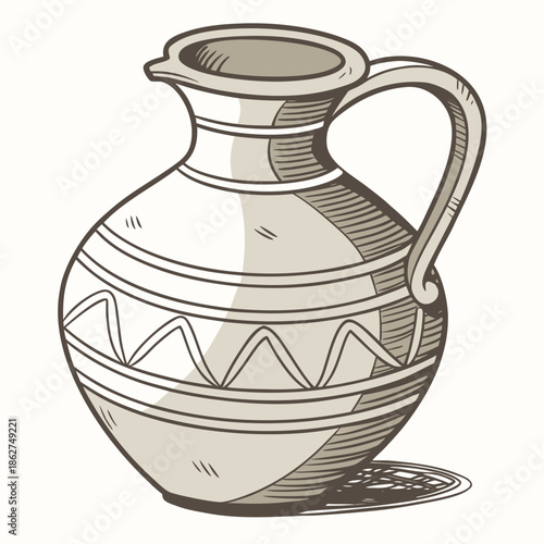 Traditional Clay Pot Realistic Texture White Background