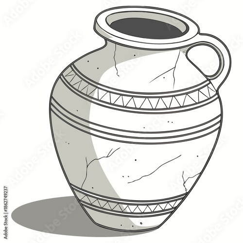 Traditional Clay Pot Realistic Texture White Background