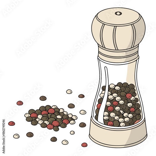 Transparent Spice Grinder Isolated on White Background