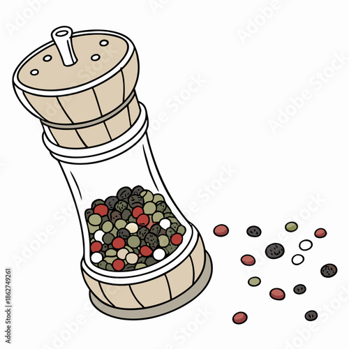 Transparent Spice Grinder Isolated on White Background