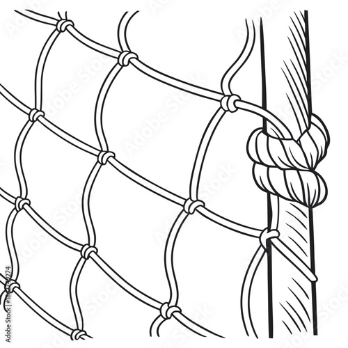 Volleyball Net Texture Detail on White Background Vector