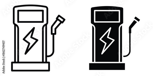 Charging station icons multiple style collection. icon in vector. Logotype