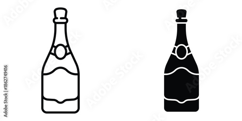 Champagne bottle icons multiple style collection. icon in vector. Logotype