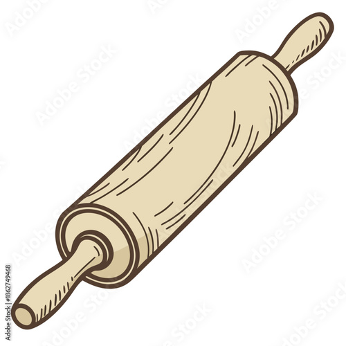 Wooden Rolling Pin Vector Tool for Baking and Dough