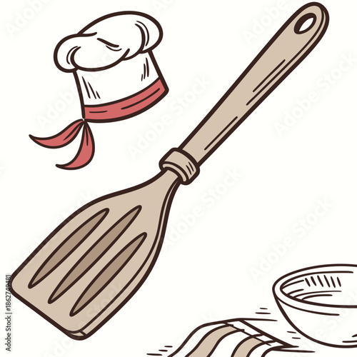 Kitchen Wooden Spatula Vector Cooking Utensil Icon