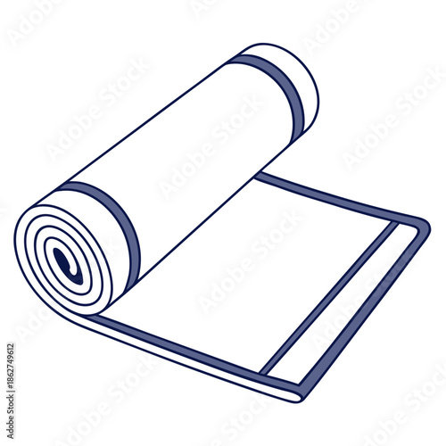 Rolled Yoga Mat Fitness Equipment Vector Illustration