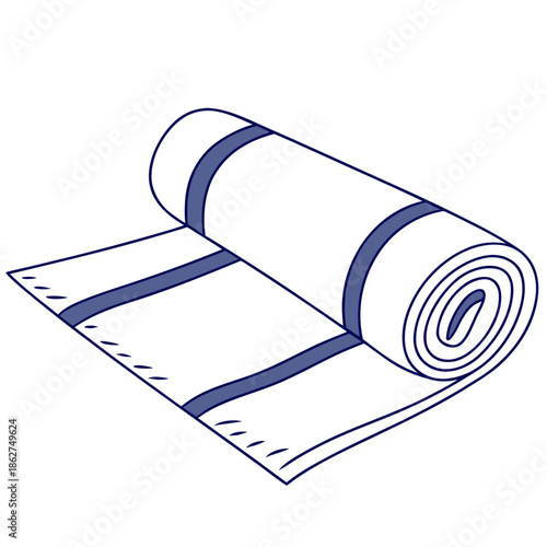 Neatly Rolled Yoga Mat for Fitness Vector Graphic