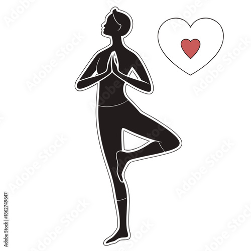 Yoga Tree Pose Vrikshasana Silhouette Vector Art