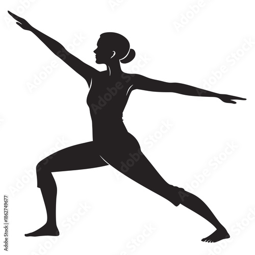 Yoga Warrior Pose Virabhadrasana Silhouette Vector