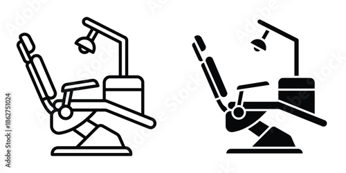 Dentist chair icons multiple style collection. icon in vector. Logotype