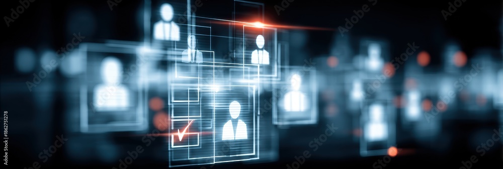 Fototapeta premium Selecting partnership icon with checklist and business profiles illustrating enterprise collaboration selection strategic synergy analysis and alliance formation process