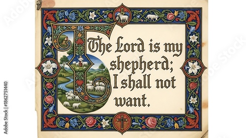 Psalm 23 inspirational religious art.