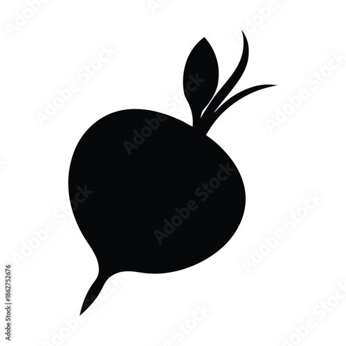 Black radish silhouette round root vegetable icon on white background Vector illustration