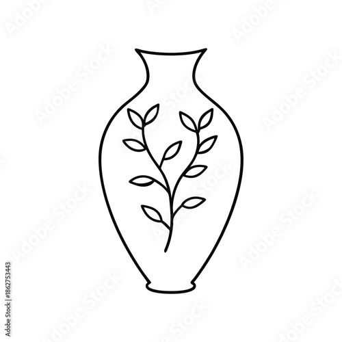 Modern pottery illustration decorative floral ceramic art on white background Vector illustration