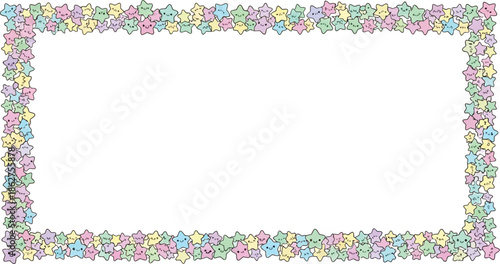 Pastel Star Frame Border with Cute Smiling Faces