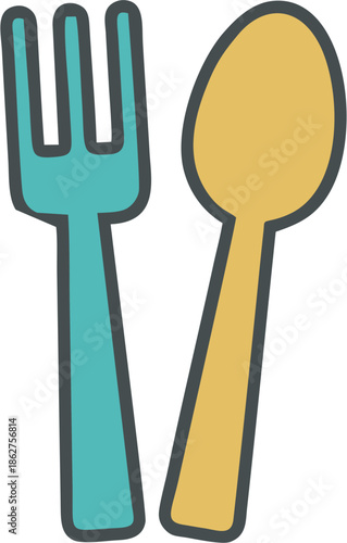 Vector illustration of cute cutlery set for restaurant menu