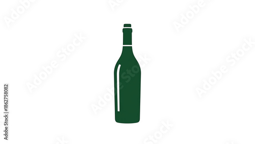 A simple, dark green bottle silhouette stands centered against a pure white background. The bottle's texture appears slightly grainy, creating a visual effect