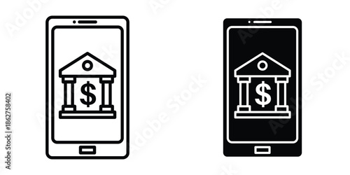 Mobile banking icons multiple style collection. icon in vector. Logotype