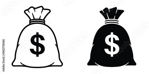 Money bag icons multiple style collection. icon in vector. Logotype