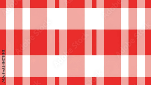 A simple illustration of a red and white checked pattern with textured, brushstroke-like appearance, resembling fabric or tablecloth