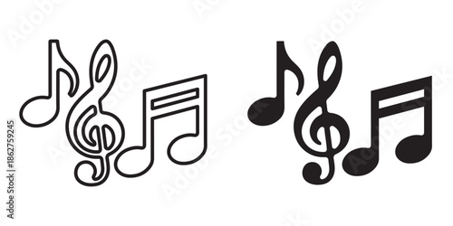 Music note icons multiple style collection. icon in vector. Logotype