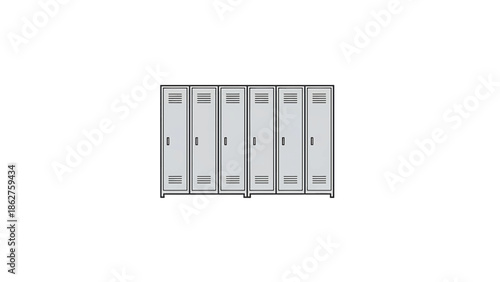A simple illustration shows six identical, vertical storage units. Each has a door, handle, and a top ventilation panel. The background is white