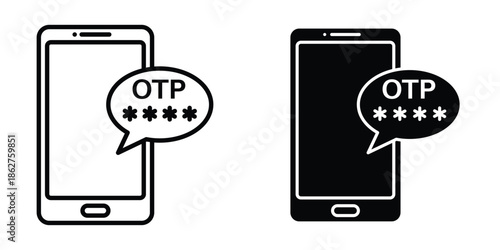 Otp sms password icons multiple style collection. icon in vector. Logotype