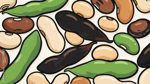 Assorted Legumes and Beans Variety Healthy Food Ingredients Natural Plant-Based Nutrition