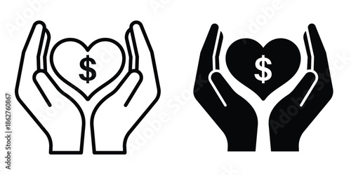 Philanthropy icons multiple style collection. icon in vector. Logotype