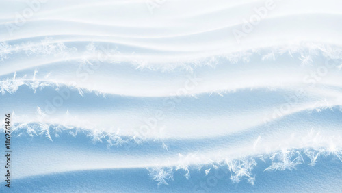 Wallpaper Mural Close up of delicate white hoar frost crystals forming intricate patterns on smooth blue tinted snow dunes texture background
 Torontodigital.ca