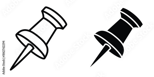 Push pin icons multiple style collection. icon in vector. Logotype