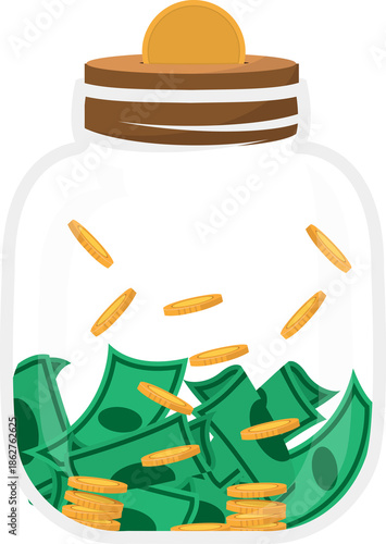 Money Jar Savings Illustration
