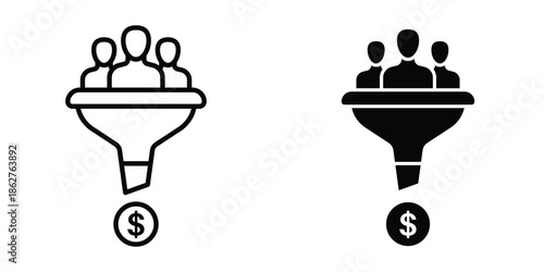Sales funnel icons multiple style collection. icon in vector. Logotype