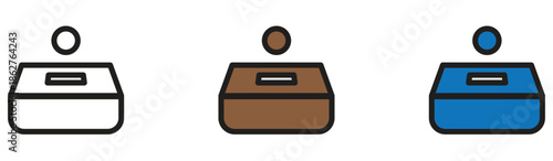 Colorful cash registers in white, brown, and blue